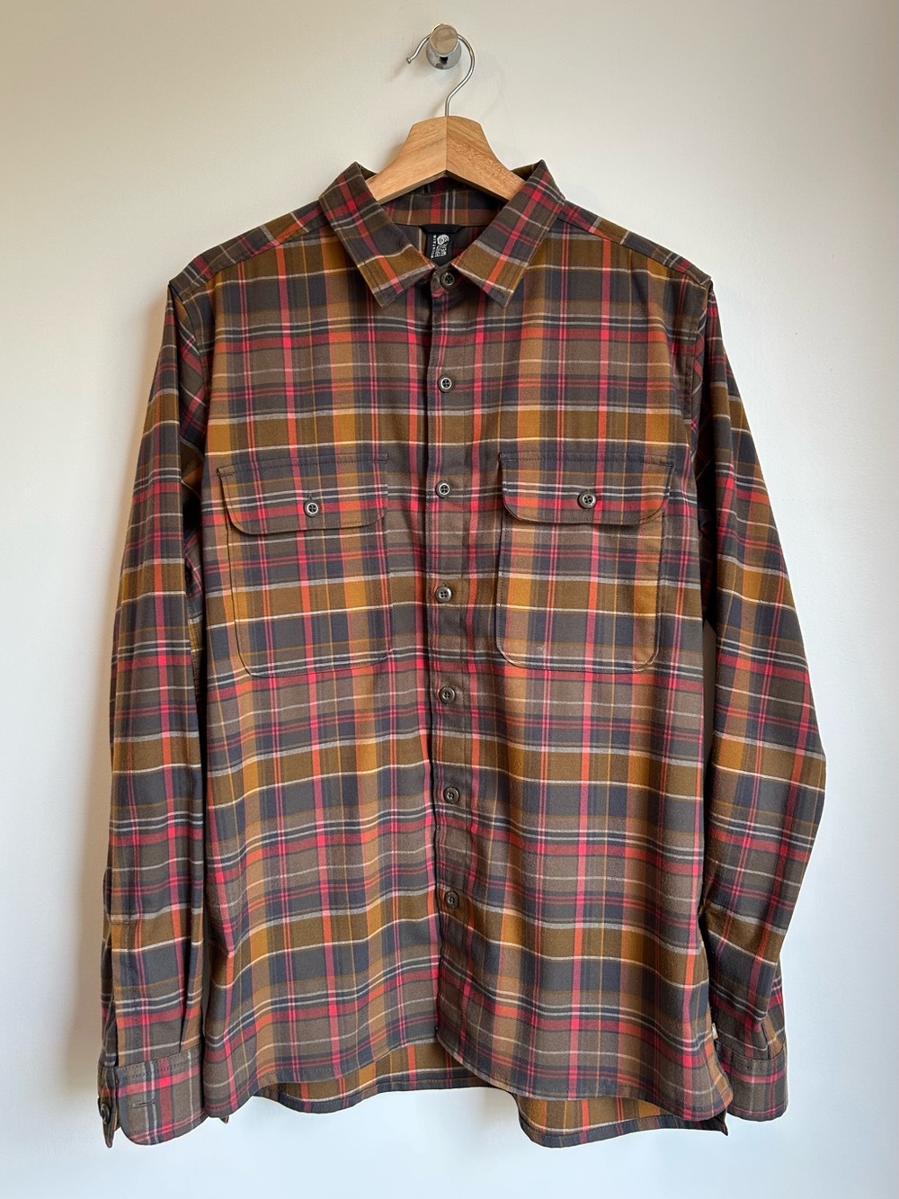 Mountain Hardwear Voyager One Plaid Technical Hiking Shirt Brown Red Men’s M